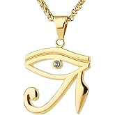 HZMAN CZ Eye of Horus Egypt Protection Pendant on Stainless steel Necklace Ancient Egyptian Symbol of Protection