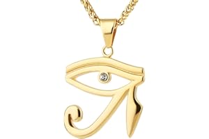 HZMAN CZ Eye of Horus Egypt Protection Pendant on Stainless steel Necklace Ancient Egyptian Symbol of Protection