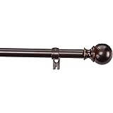 AmazonBasics 1" Curtain Rod with Round Finials - 36" to 72", Espresso(Dark Bronze)