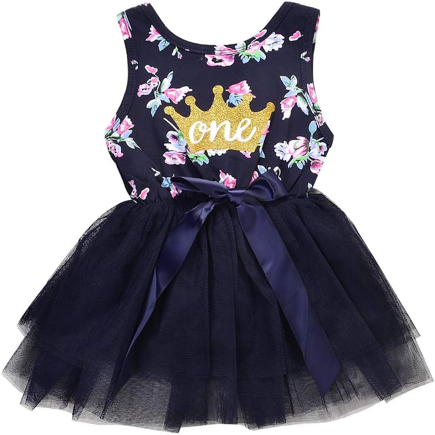 Ninstar Toddler Girl Dresses, Baby Girls' 1st Birthday Tutu Dress Sleeveless Floral Lace Skirt Clothes Outfits