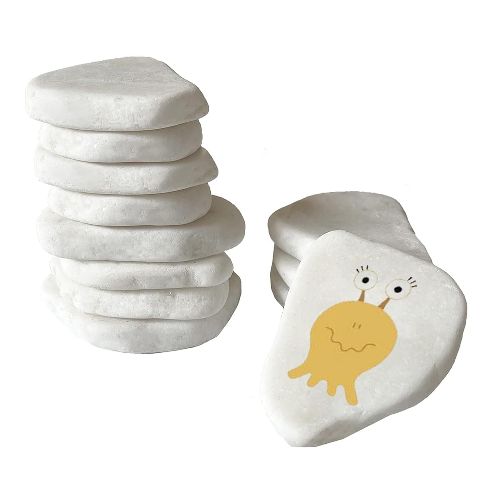 Pebbles for Painting, 12PCS Bulk White Rock Painting Kit 5-8 cm Irregular Stones for Crafts Flat Smooth Stone Slices for Rock Painting