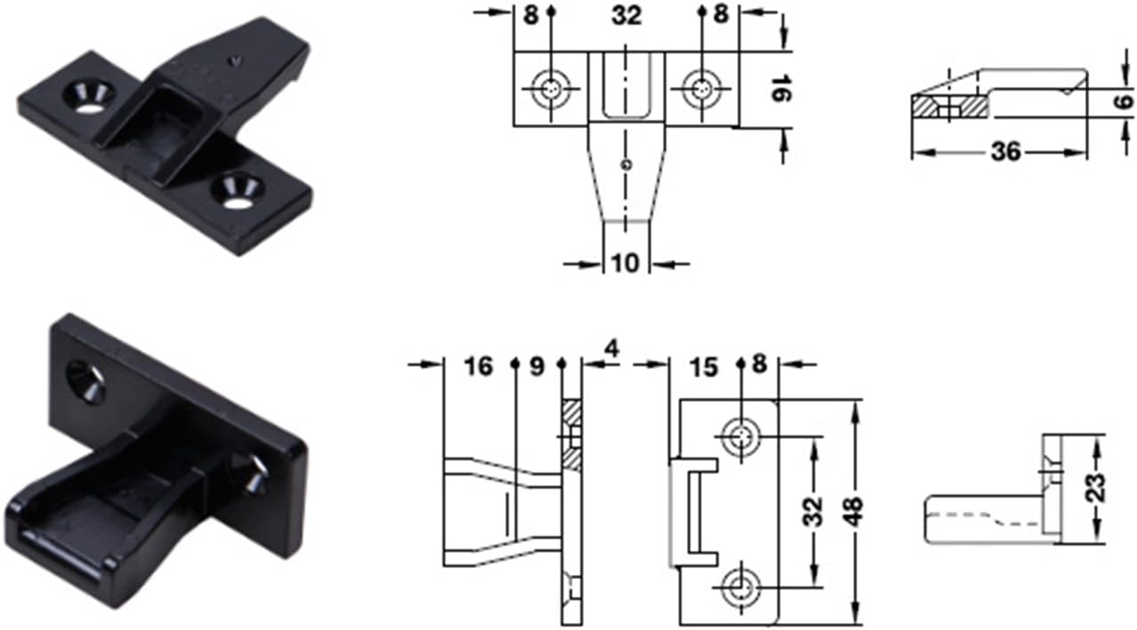 HAFELE Keku AS Push Fittings, Load Capability 20kg (4 Pairs) BigaMart