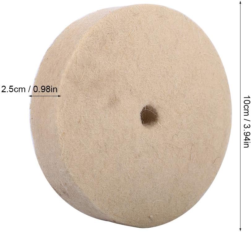 4 Inches Beige Wool Felt Polishing Wheel Round Buffing Grinding Wheel Wool Soft Felt Polisher Disc Pad - Image 3