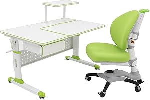 ApexDesk Height Adjustable Study Desk 43" with Drawer & Chair (Desk and Chair Bundle – DX Series Green)