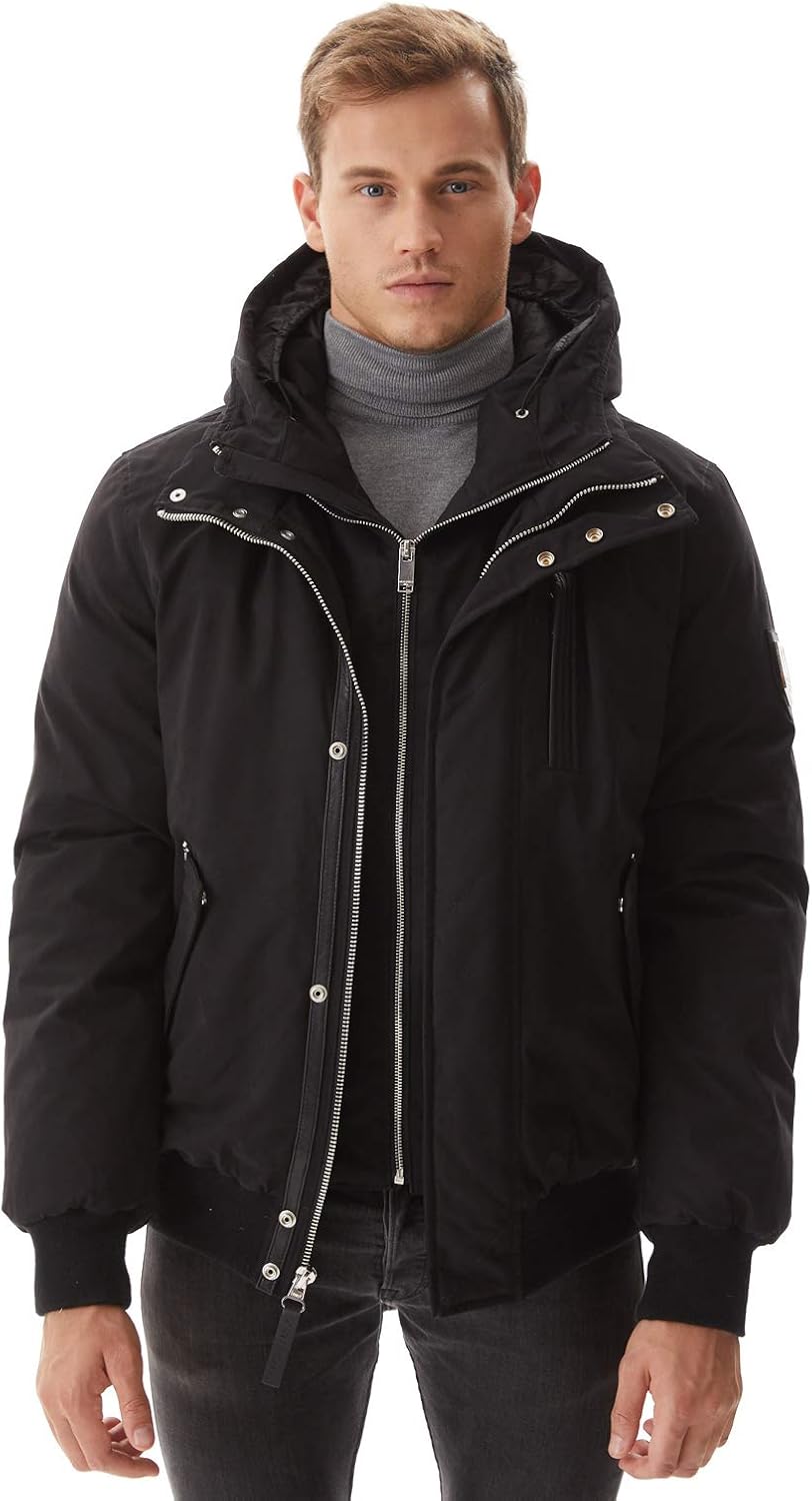 Molemsx Mens Down Jacket,Fashion Hooded Classic Down Flight Puffe Coat Winter Warm Outwear XS-3XL: Clothing