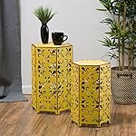 (Set of 2) Utica Antique Style Yellow Accent Table