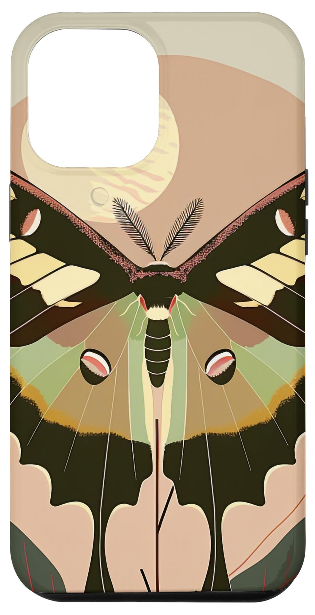 iPhone 13 Pro Max Pastel Taupe Cute Floral Luna Moth Abstract Case