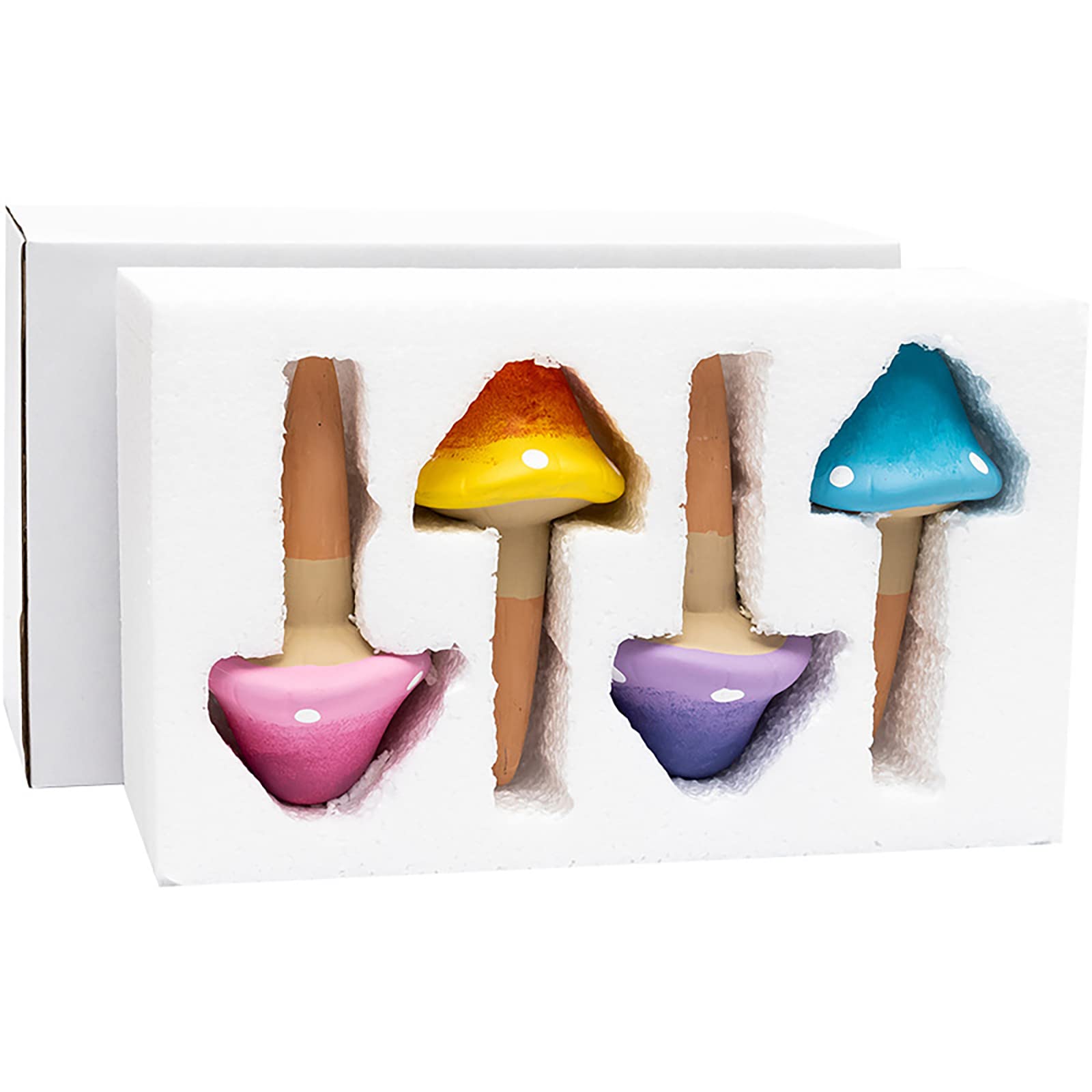 RoseFlower Clay Watering Cones - Set of 4, Plant Irrigation Kit, HxD 6.4 x 1.25 inch, Mushroom Plant Watering Stakes Insert Terracotta Plant Watering Devices Automatic Watering Stakes for Plant# 3 — image 1