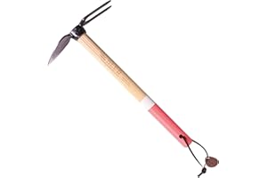 Adler - The Daisy Garden Hoe, Heavy Duty Yard Tool Lawn Care, Loosening Soil, Weeding, Sowing, and Digging, Steel Head 3.9 inches, Wood Handle 17.7 inches (Rose)