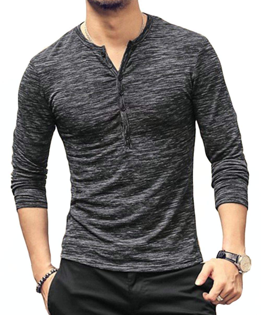 mens henley long sleeve slim fit