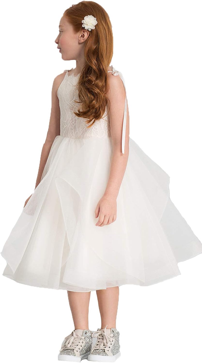 ivory lace and tulle flower girl dress