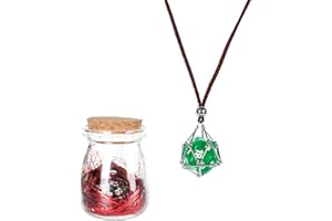 BiiSaa DND D20 Dice Necklace - Removable D20 Pendant with Suede Leather Chain & Solid Steel Cage - Geeky Role Playing Jewelry, Ideal Accessory & Gift for Dungeon Master, D&D Player and RPG Gamer