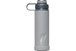 EcoVessel Stainless Steel Water Bottle with Insulated Dual Lid, Insulated Water Bottle with Strainer and Silicone Bottle Bumper, Coffee Mug – 20oz (Slate Grey)