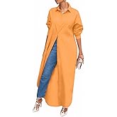 Choichic Shirt Dresses for Women Casual Long Sleeve Cotton Button Down Maxi Dresses