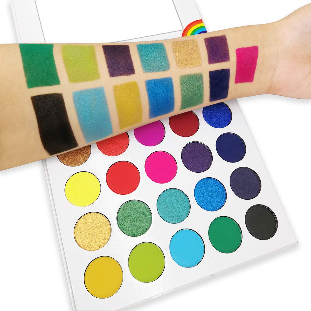 Rainbow Eyeshadow Palette,Professional 25 Color Highly Pigmented Matte Shimmer Eye Shadow Neon Powder Long Lasting Bright Shades Waterproof Cosmetics Set（25M）