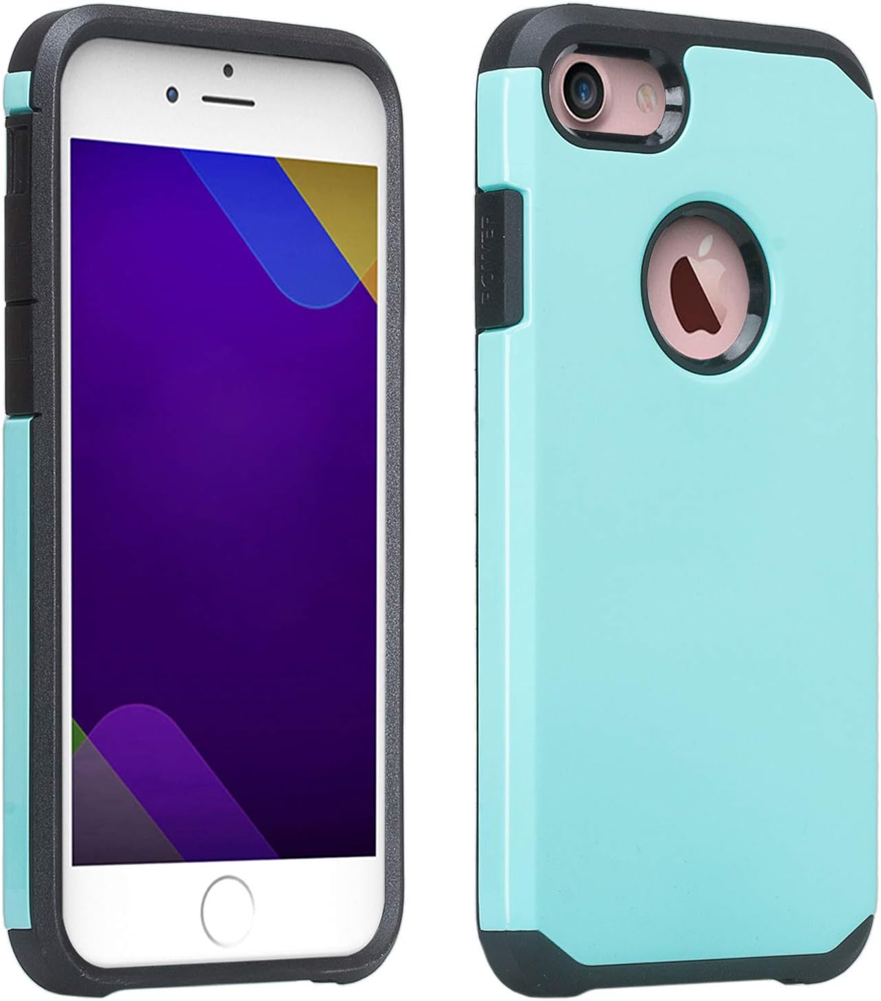 DMG Reinforced Corners Bumper Case Back Cover for Apple iPhone 7/8 (Glossy Aqua)