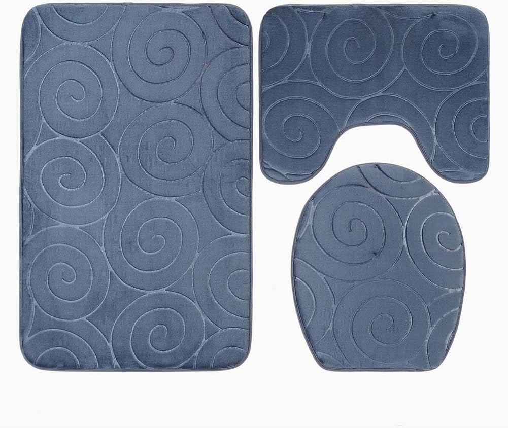 Homieco Set of 3 Soft Absorbent Memory Foam Bathroom Mat Non Slip Bath