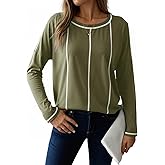 Dokotoo Long Sleeve Shirts Split Back Womens Tops Fall Outfits 2025 Fashion Casual Womens Clothing