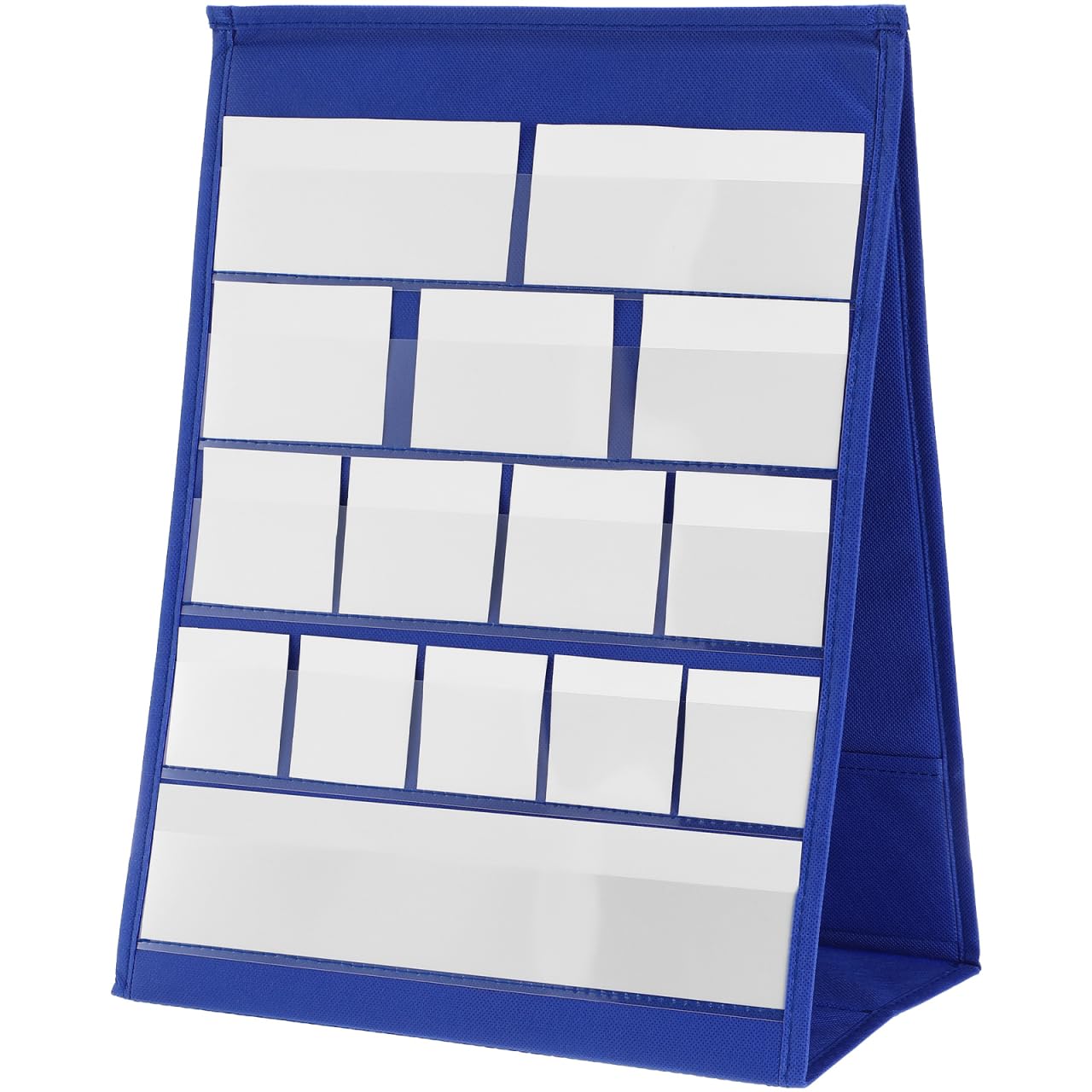 Toyvian Tabletop Desktop Pocket Chart with 20 Dry Erase Cards Desktop Tabletop Teaching Pocket Chart Double Sided Self Standing (43x33cm)