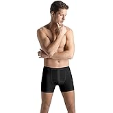 HANRO Men's Cotton Sensation Long Leg Boxer Brief 73063, Black, Small