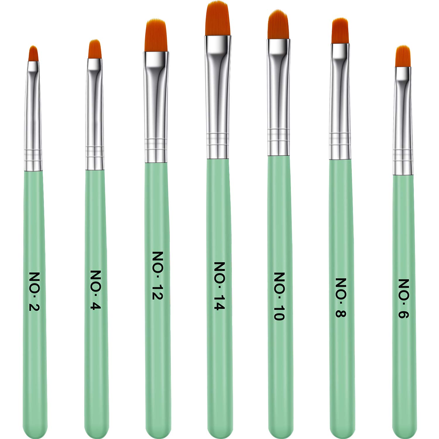 Hicarer 7 Pcs Gel Nail Brush Set for Hard Builder Gel, Acrylic Nail Tips Art Brushes 7 Size Wooden Nails Painting Brush Pen for Nails Technician&beginner Overlay, Sculpting, Extensions, Polish