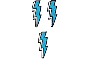 Umama Patch Set of 3 Mini Blue Lightning Bolt Rainy Cartoon Sticker Fabric Lightning Iron On Embroidery Patch Appliques Machine Embroidery Needle Craft Project Boy girl kid DIY,Mixedcolor,2.1X0.6inch