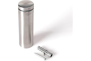 OUTWATER Stainless Steel Standoff 1 Inch Diameter x 3 Inch Barrel Length Brushed Finish for PVC, Glass and Acrylic Sign Stand Off Wall Anchors and Screws 4 Piece Pack for Heavy Signs