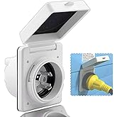 IZTOR RV Power Inlet Plug Cable Electrical Locking Adapter Converter Socket with Twist Lock (30A 125V White) for Camper RV 1p
