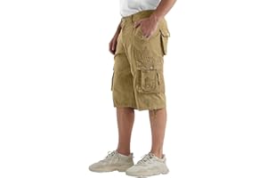 Rejork Men's Long Below Knee Length 3/4 Capri Cargo Shorts Loose Fit with Pockets