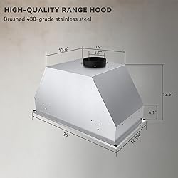 Hermitlux 30 inch Insert Range Hood with 3 Speed