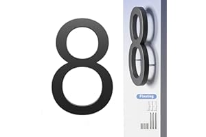 HANPIU House Numbers for Outside Address Number - 7 Inch Metal Black House Number 8, 3D Effect Large Floating Door Numbers for Home Street Office