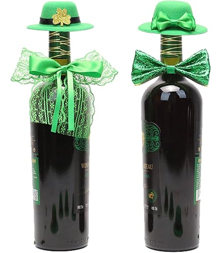 Lot De 2 Mini Chapeaux Saint-Patrick Pour Bouteilles - Décoration De Table Fête - En Flanelle - Pour Vin, Bière