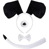 4Pcs Puppy Dog Costume Set Dog Ears Headband Nose Tail Bow Tie Animal Costume Accessories for Halloween Cosplay Party Accessories