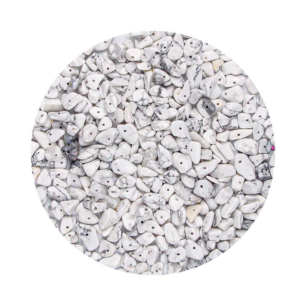 Colle 5-8mm Gemstone Beads Irregular Chips Stone Beads Kit for Jewelry Making Solid Colour Crystals and Gemstones Healing DIY Bead Set for Necklace Bracelet Earring(White Howlite)