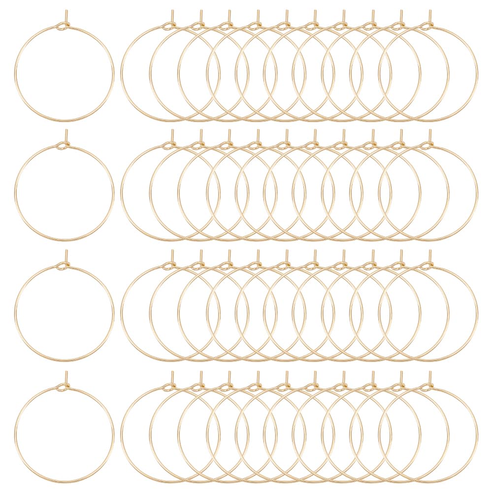 UNICRAFTALE About 50pcs 25mm Golden Wine Glass Charms Rings Stainless Steel Hoop Earring Findings 0.7mm Pin Earring Beading for Women Basketball Wives Hoop Earrings Making