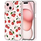 MOSNOVO Case for iPhone 15, [Buffertech 6.6ft Military-Grade Drop Protection] [Anti Peel Off Tech] Clear TPU Bumper Phone Case Cover Design - Cute Cherry