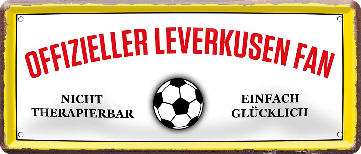 1201 Official Leverkusen Fan - Simply Happy Football 28 x 12 cm Tin Sign