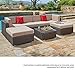 SUNCROWN 5-Piece Outdoor Patio Furniture Sofa Set All-Weather Wicker Sectional Sofa Couch Conversation Sets with Washable Cushions and Coffee Table (Dark Blue)