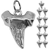 SHERCHPRY Shark Teeth Pendant Charms 12Pcs Small Teeth Charms for Jewelry Making Diy Necklaces Bracelets Keychains with Hanging Hoops Metal Craft Accessories 0.86X0.74X0.19In