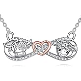 POPLYKE Highland Cow Infinity Necklace 925 Sterling Silver Highland Cow Jewelry Mother MOM Jewelry Gift for Women Daughter Granddaughter
