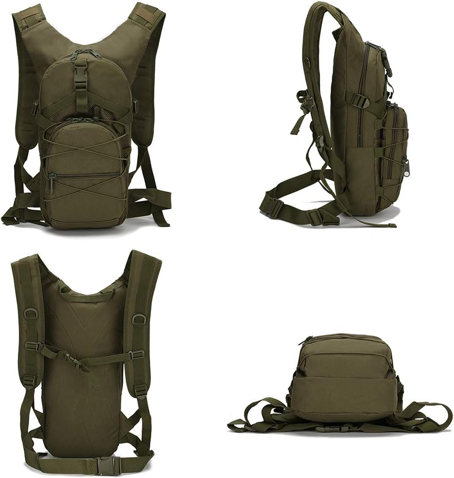 Kaiyei Military Bicycle Backpack 15L Camouflage Casual Multi-Pocket Durable Waterproof Travel Tactical Climbing Trekking Hiking Sports Small Backpack Bag Army Day Pack Khaki - Image 3