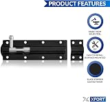 XFORT 2 Pack Heavy Duty Tower Lock Black 200mm Door Bolt Garden Gate view 3