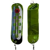 Salmon Frenzy 8 Inch Salmon Flasher, Green Chrome Series, UV Blue White Holographic Finish, for Trolling Salmon, Steelhead, and Lake Trout