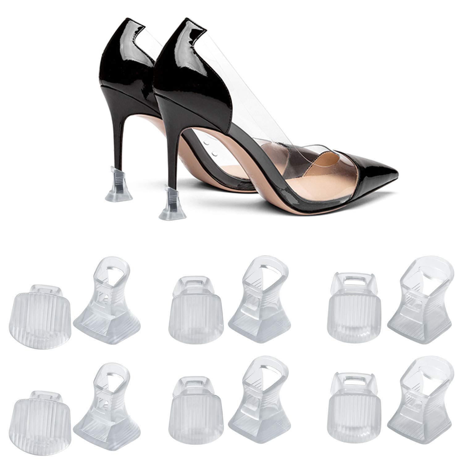 URAQT Stiletto High Heel Protectors, Shoe Heel Savers Stoppers Covers for Races, Weddings, Formal Occasions (Square 6 Pairs)