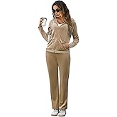 Marvmys Velour Tracksuit Womens 2 Piece Outfits Velvet Sweatsuit Jogging Suit Full Zip Up Hoodie and Sweatpants Set