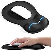 EooCoo Ergonomic Mouse Pad with Gel Wrist Rest Support Middle Concave Design Mousepad for Pain Relief, Non-Slip Base Mat Comp