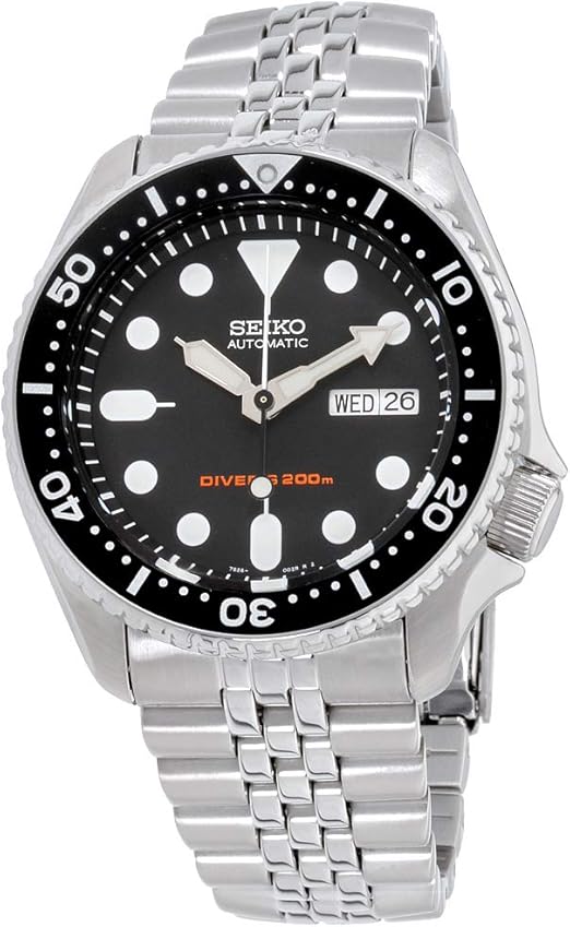 Seiko Divers SKX007P8 - Reloj para hombre, esfera negra, correa de acero inoxidable