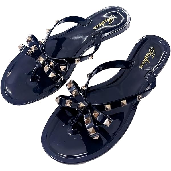 Amazon.com | TOP Moda Womens Studded Jelly Flip Flops