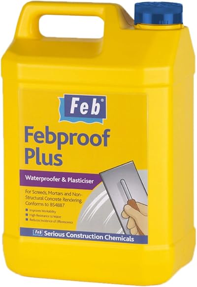 Everbuild Febproof Plus Waterproofer Plasticiser 5L Amber Mortar Concrete
