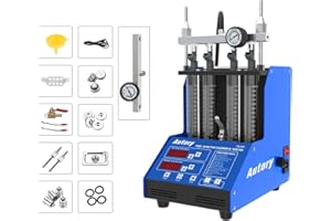 AUTORY Fuel Injector Cleaner Machine & Tester, Ultrasonic Fuel Injector Cleaner & Injection for 4-Cylinder Vehicles, Leakage and Block Test for Gasoline Car & Motorcycle Injector Throttle Valve Spark Plug